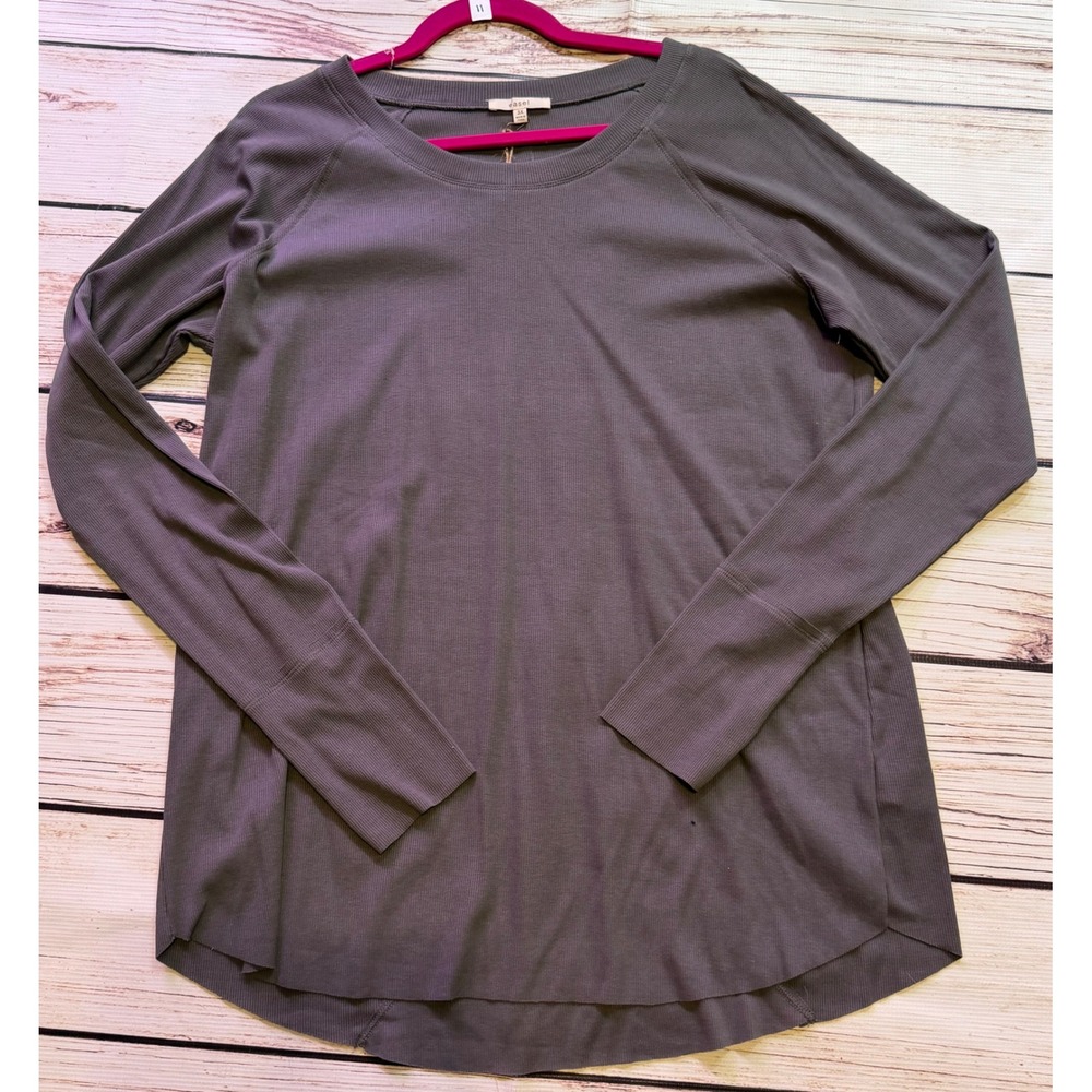 Easel Womens Ribbed Raglan Long Sleeve Top Charcoal Grey Plus Size 3X NEW